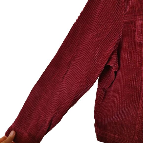 Studio Ease Size 10 Magenta Berry Corduroy Jacket Top Ribbed Long Sleeve Fall - Picture 8 of 9